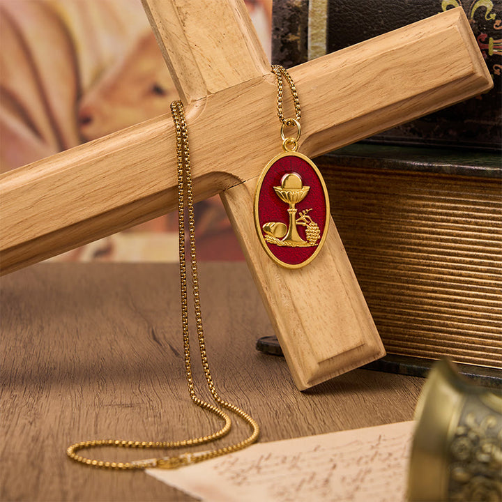 FREE Today: Red & Blue Eucharistic Chalice Necklace - Keep Your Faith Close