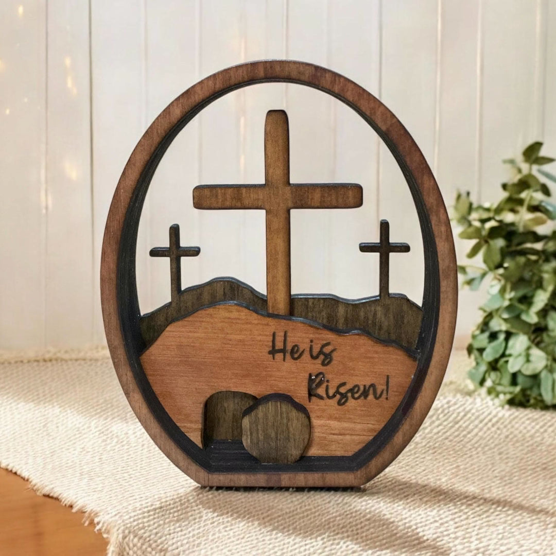 FREE Today: He is Risen Wooden Tabletop Ornament - Celebrate the Resurrection