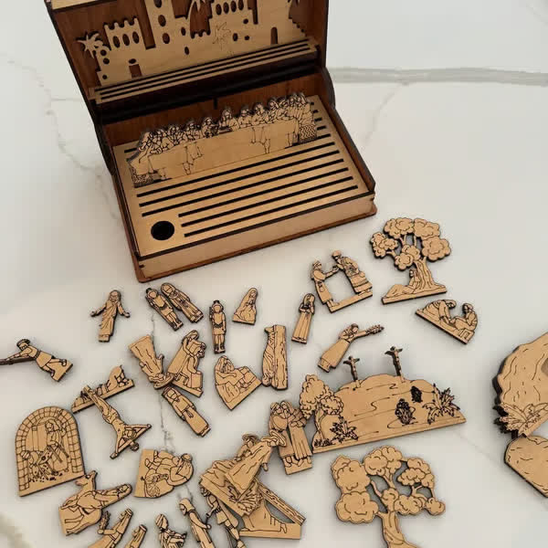 Christianartworkshop Life of Jesus Wooden Easter Puzzle Set - A Journey Through His Life