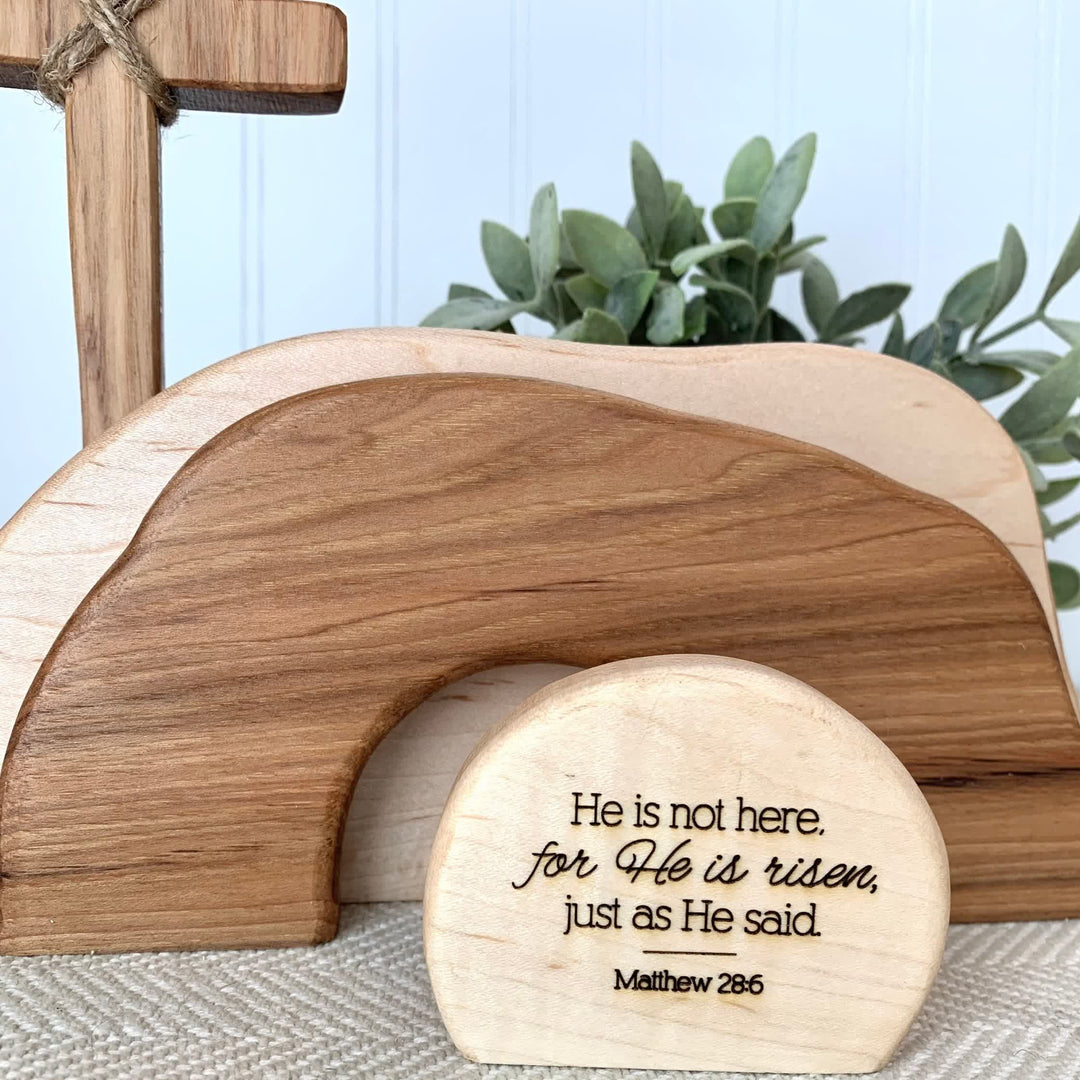 Christianartworkshop He is Risen: Rustic Wooden Easter Resurrection Decor Set with Scripture Wall Art