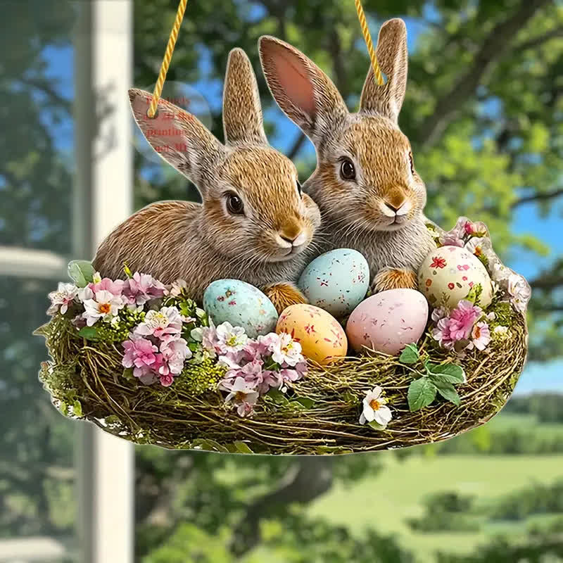 Christianartworkshop Hop Into Easter Joy: Adorable Bunny Nest Hanging Ornaments