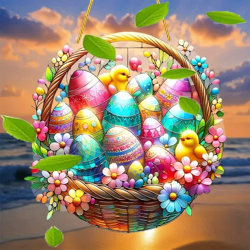 Christianartworkshop Easter Wonderland: Vibrant Egg Basket Hanging Ornament