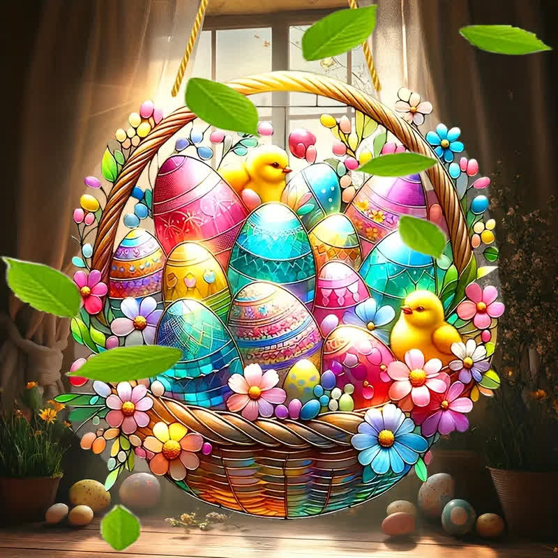 Christianartworkshop Easter Wonderland: Vibrant Egg Basket Hanging Ornament