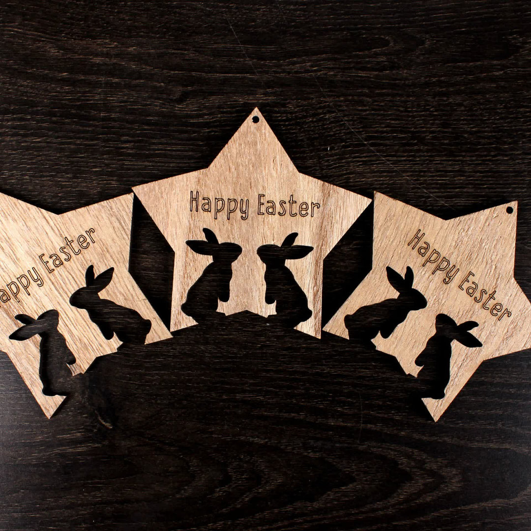 Christianartworkshop Rustic Easter Star: Bunny Silhouette Hanging Ornament