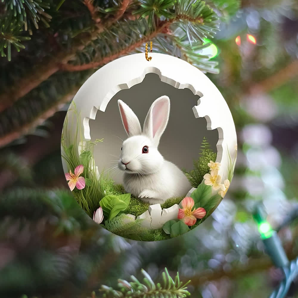 Christianartworkshop Easter Magic: Enchanted Bunny Garden Hanging Ornament