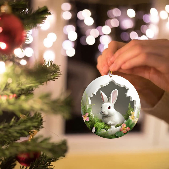 Christianartworkshop Easter Magic: Enchanted Bunny Garden Hanging Ornament