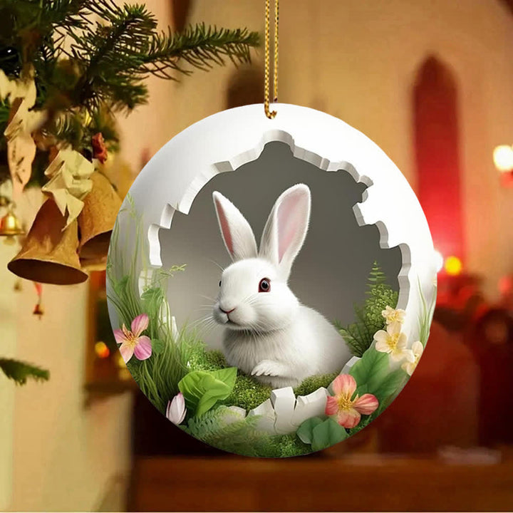 Christianartworkshop Easter Magic: Enchanted Bunny Garden Hanging Ornament