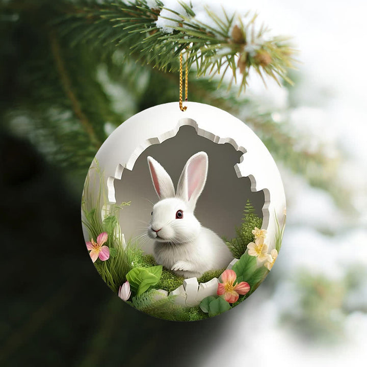 Christianartworkshop Easter Magic: Enchanted Bunny Garden Hanging Ornament