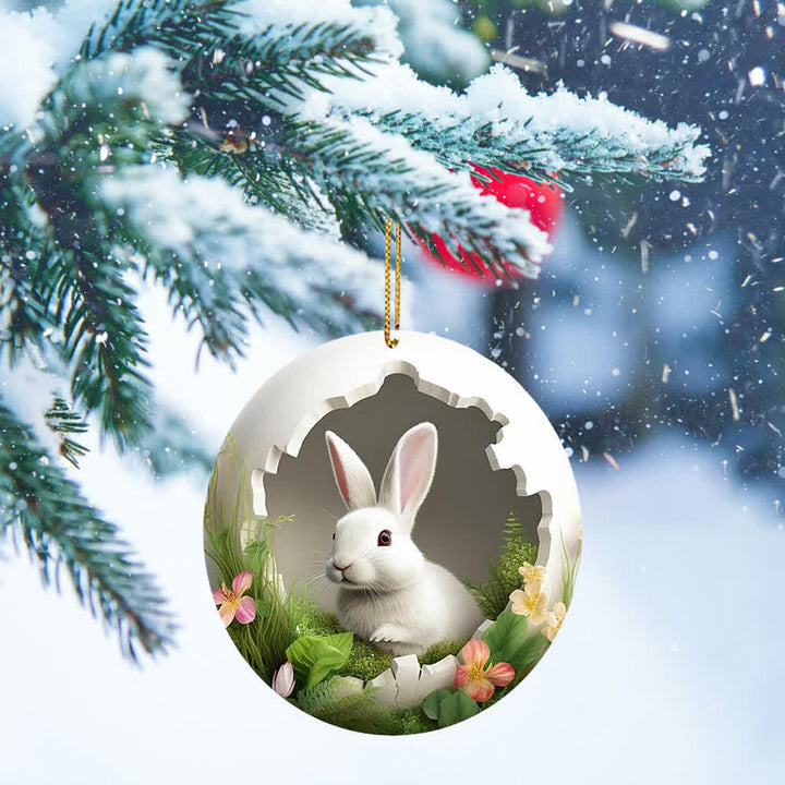 Christianartworkshop Easter Magic: Enchanted Bunny Garden Hanging Ornament