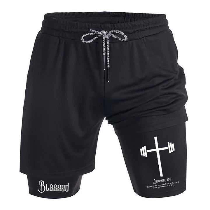 Christianartworkshop Relaxed Black Faith Cross Shorts