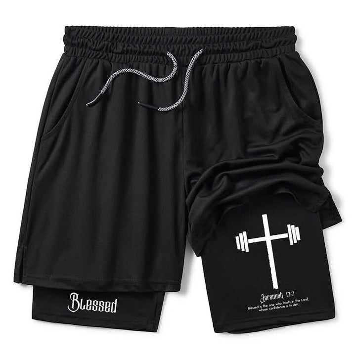 Christianartworkshop Relaxed Black Faith Cross Shorts