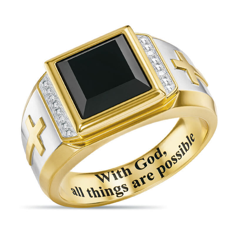 FREE Today: Christian Faith Two Tone Plated Cross Ring - With God All Things Are Possible