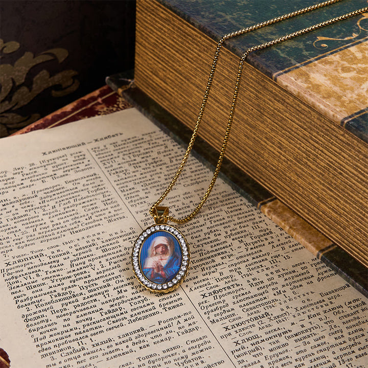 FREE Today: Our Lady Pray For Us - Holy Mary in Prayer Necklace A Profound Symbol of Devotion