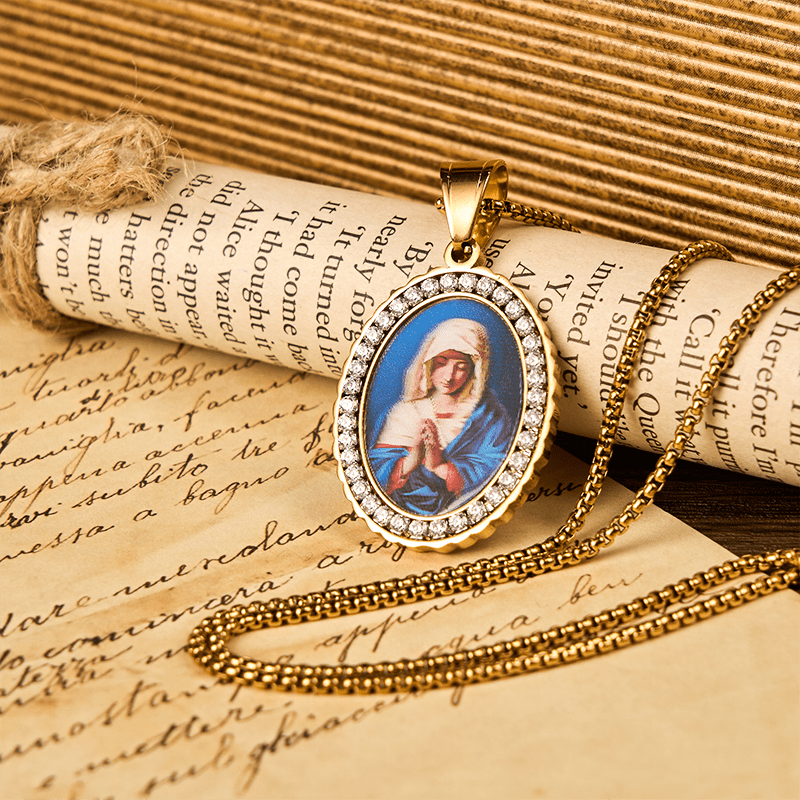 FREE Today: Our Lady Pray For Us - Holy Mary in Prayer Necklace A Profound Symbol of Devotion