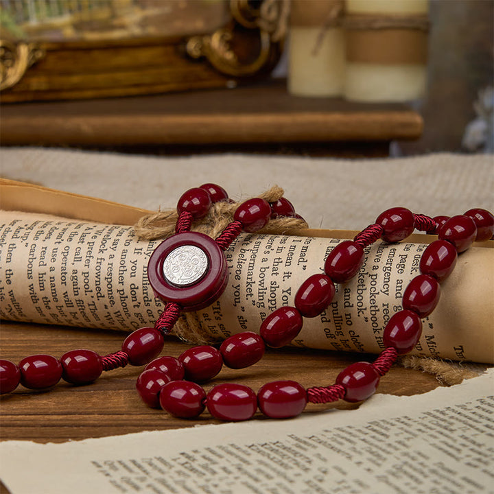 Christianartworkshop St. Benedict & Crucifix of 8*10mm Oval Bead Rosary - Three Timeless Colors