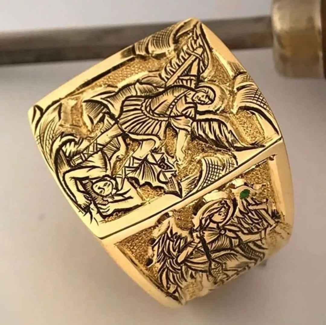 FREE Today: Golden&Silver Archangel St. Michael Ring - A Divine Symbol of Protection and Strength