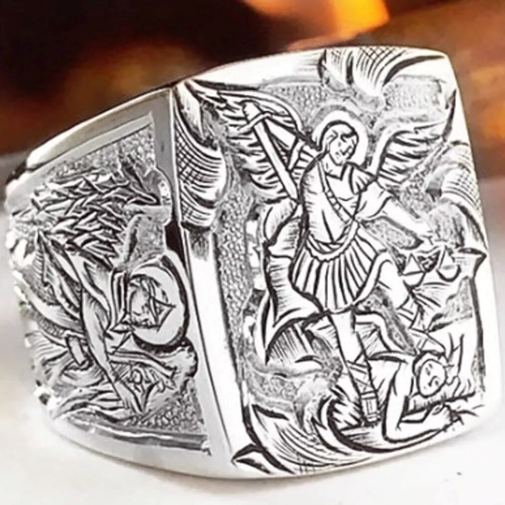 FREE Today: Golden&Silver Archangel St. Michael Ring - A Divine Symbol of Protection and Strength