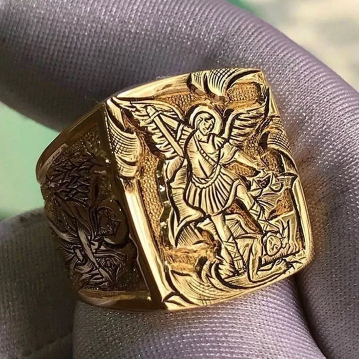 FREE Today: Golden&Silver Archangel St. Michael Ring - A Divine Symbol of Protection and Strength