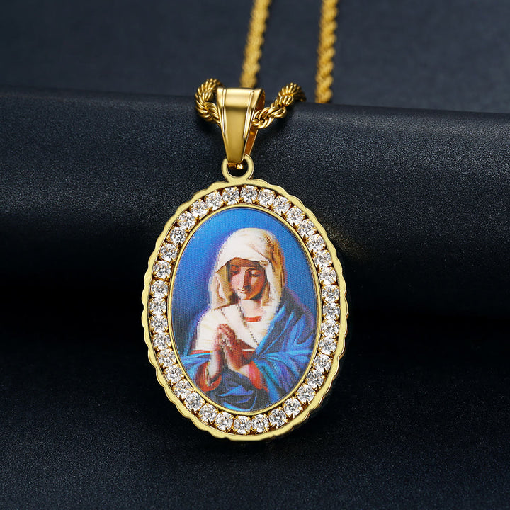 FREE Today: Our Lady Pray For Us - Holy Mary in Prayer Necklace A Profound Symbol of Devotion