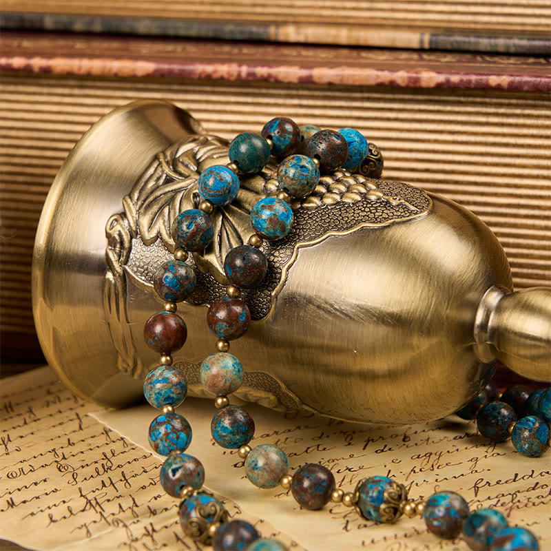 Christianartworkshop PRAYERFUL FAITH: Blue Pattern Beads Handmade Rosary of Authentic Larimar Stone