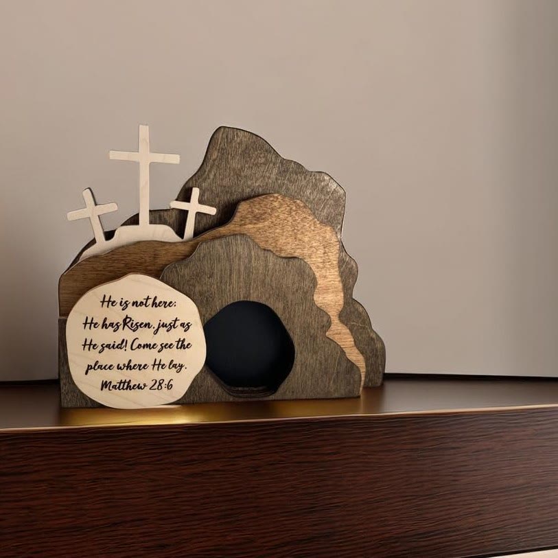 Christianartworkshop Celebrate Easter Resurrection with "He Is Risen" Wooden Tabletop Decor