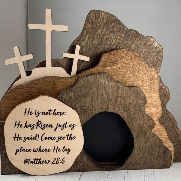 Christianartworkshop Celebrate Easter Resurrection with "He Is Risen" Wooden Tabletop Decor