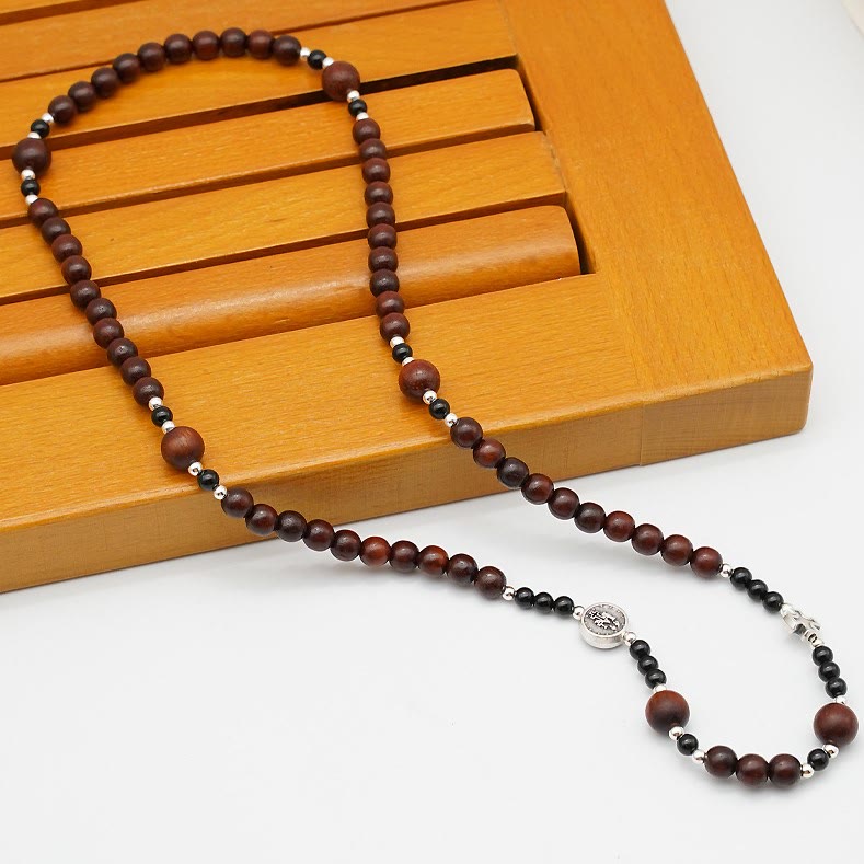 Christianartworkshop 6mm Rosewood Three-circle Elastic Bracelet Divine Rosary Beads