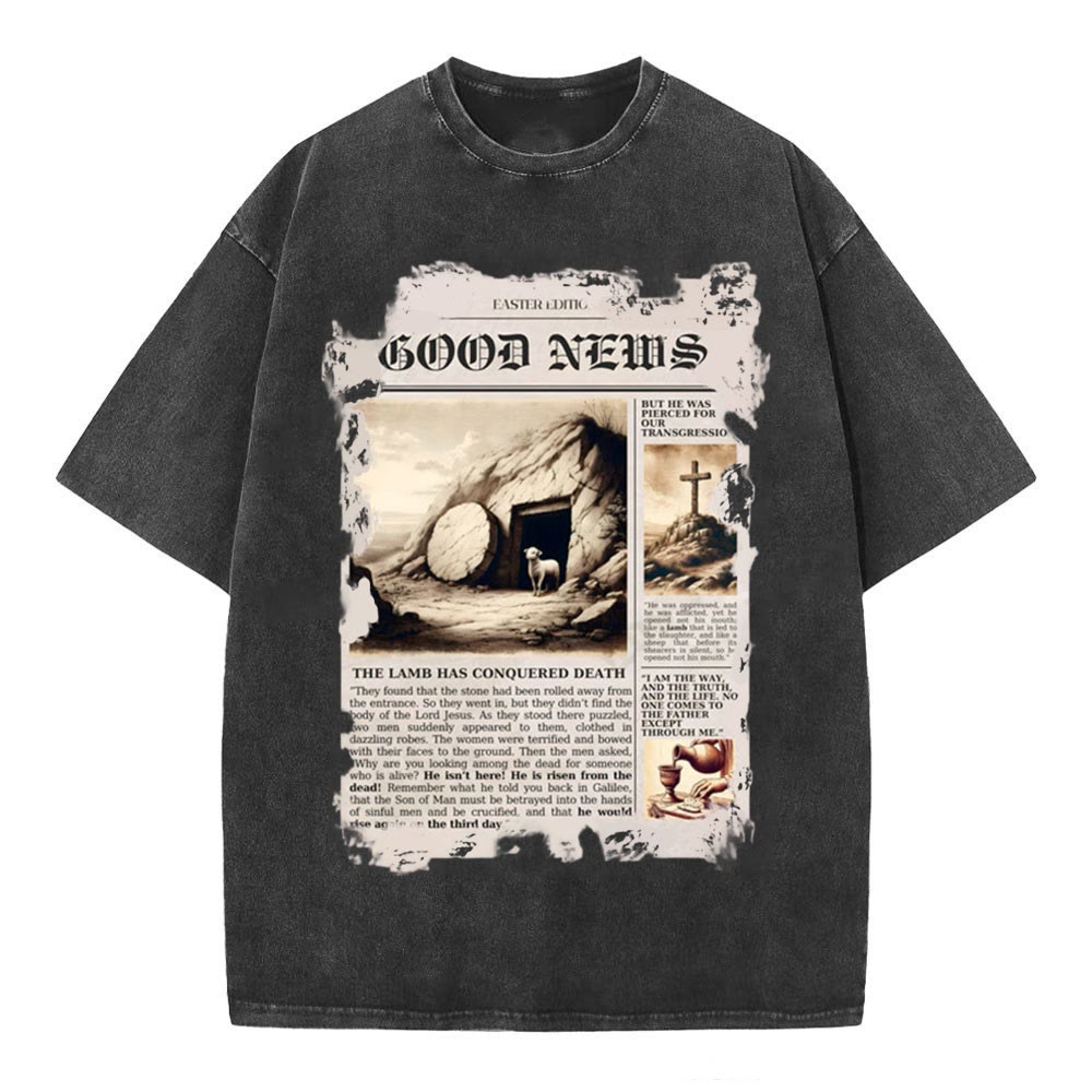 Christianartworkshop Good News Christian Washed T-Shirt