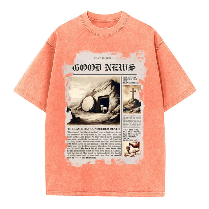 Christianartworkshop Good News Christian Washed T-Shirt