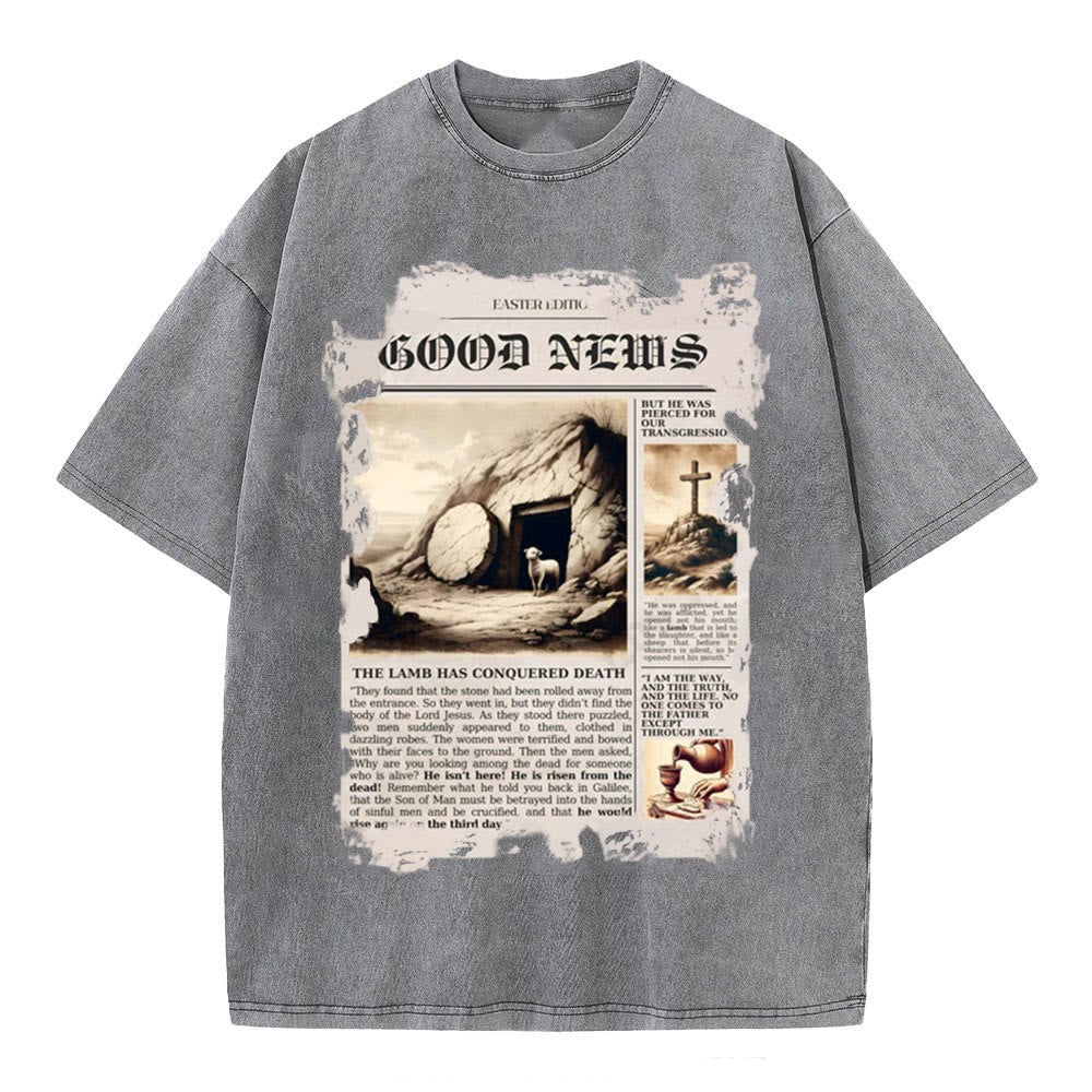 Christianartworkshop Good News Christian Washed T-Shirt