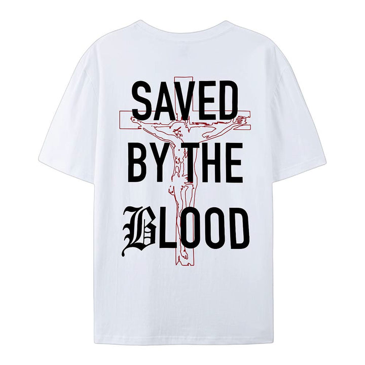 Christianartworkshop Saved By The Lord Cotton T-Shirt - image 2