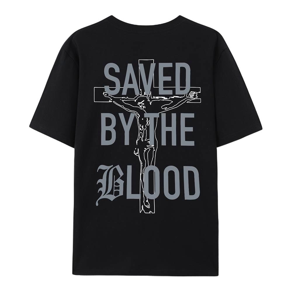 Christianartworkshop Saved By The Lord Cotton T-Shirt - image 10