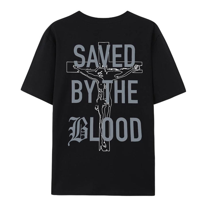 Christianartworkshop Saved By The Lord Cotton T-Shirt - image 10