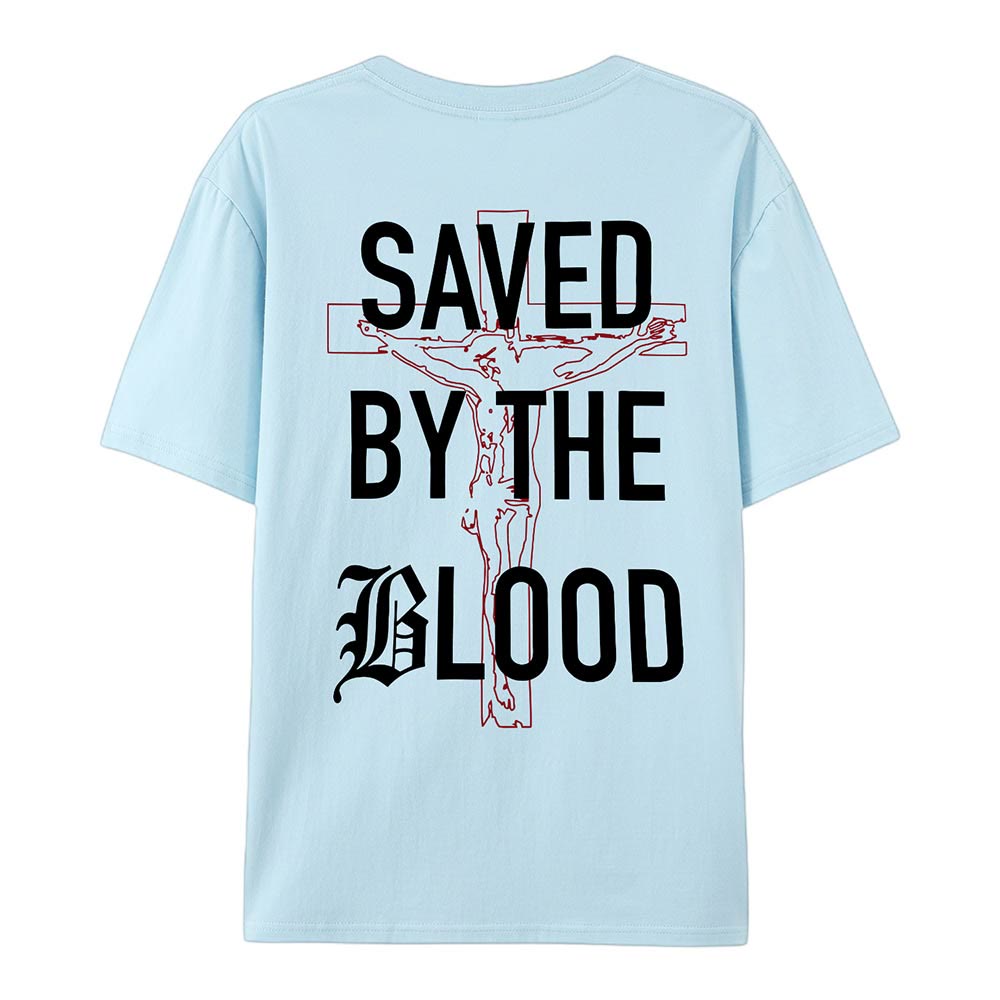 Christianartworkshop Saved By The Lord Cotton T-Shirt