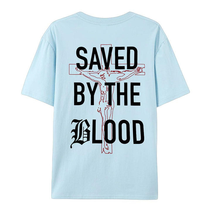 Christianartworkshop Saved By The Lord Cotton T-Shirt - Blue - 2XL - image 20