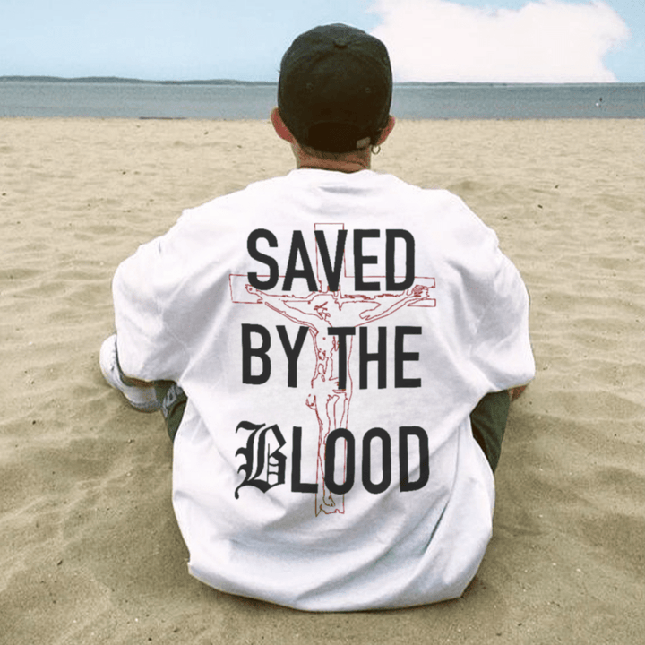 Christianartworkshop Saved By The Lord Cotton T-Shirt - image 4