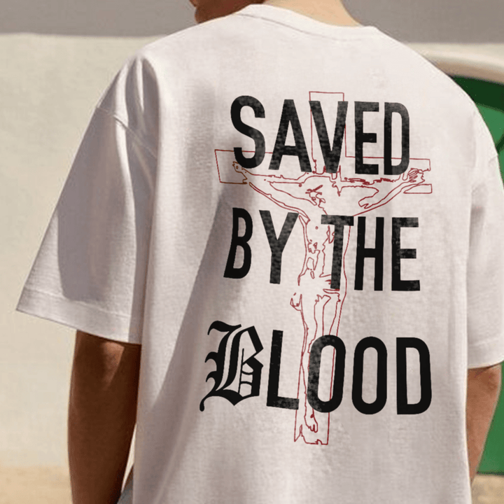 Christianartworkshop Saved By The Lord Cotton T-Shirt - image 6