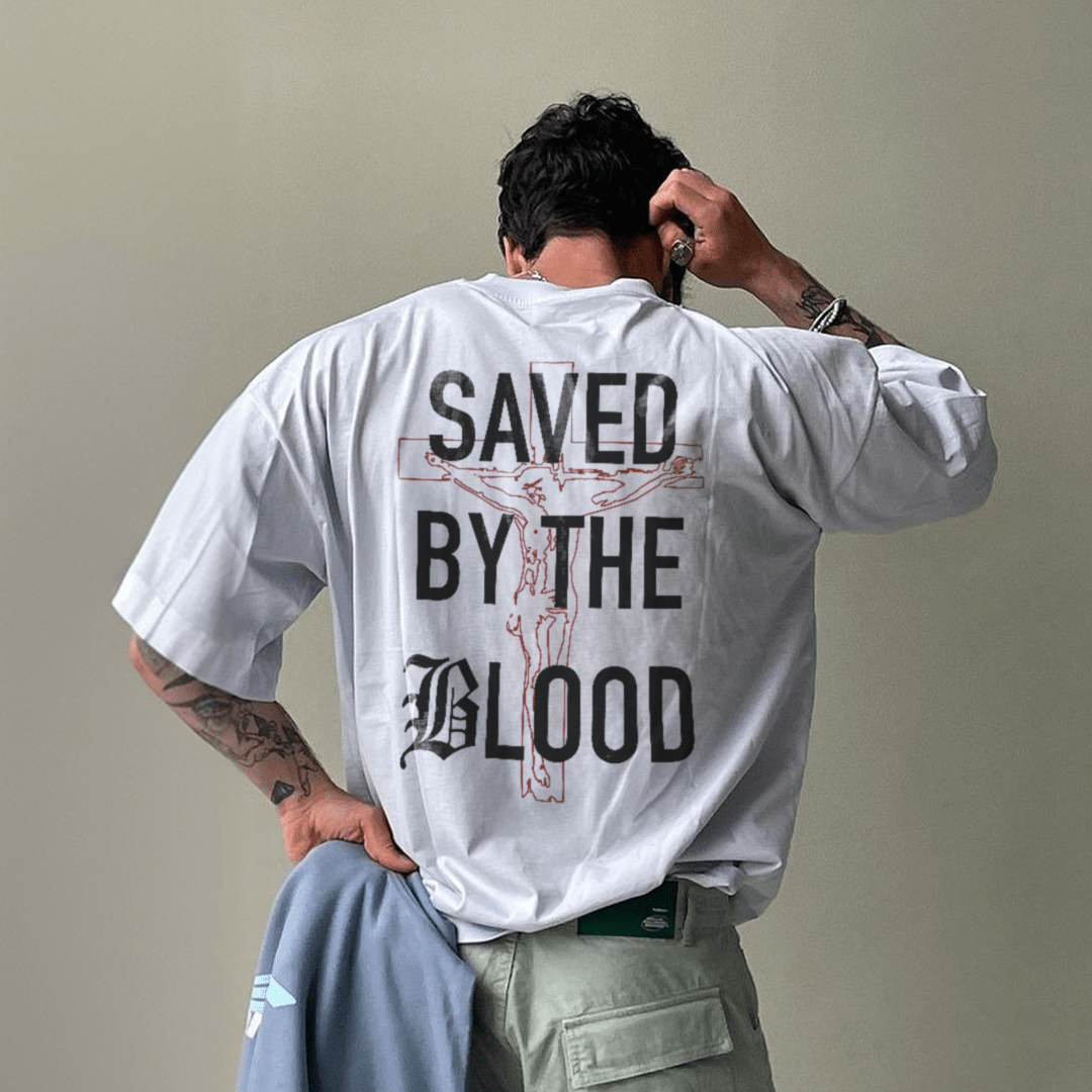 Christianartworkshop Saved By The Lord Cotton T-Shirt - image 5