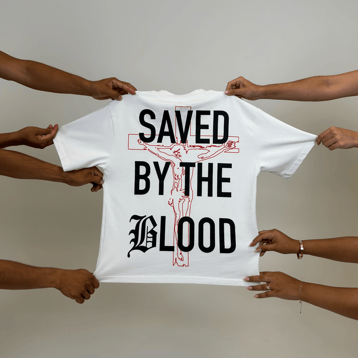 Christianartworkshop Saved By The Lord Cotton T-Shirt - image 8