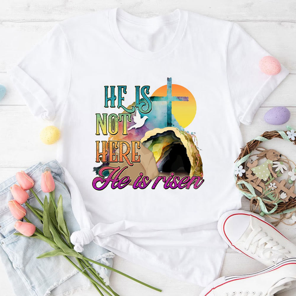 Christianartworkshop He Is Not Here He Is Risen Christian T-Shirt - White - 2XL - image 0