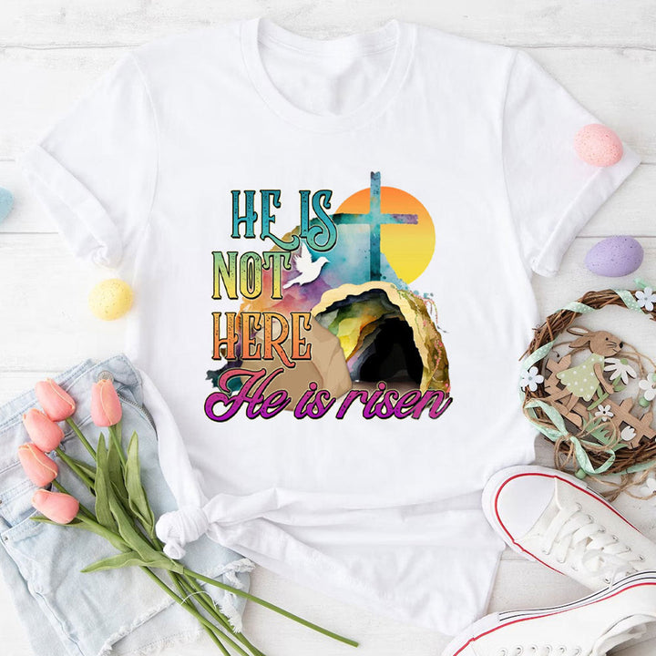 Christianartworkshop He Is Not Here He Is Risen Christian T-Shirt - White - 2XL - image 0