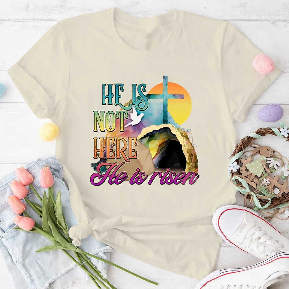 Christianartworkshop He Is Not Here He Is Risen Christian T-Shirt - Beige - 2XL - image 3