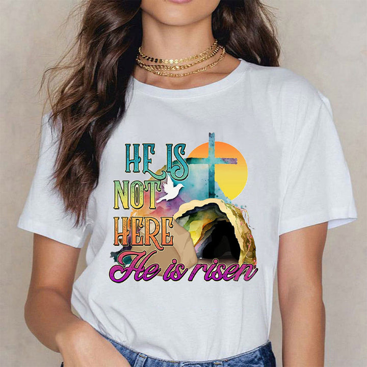 Christianartworkshop He Is Not Here He Is Risen Christian T-Shirt