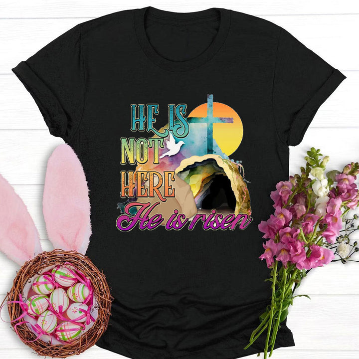 Christianartworkshop He Is Not Here He Is Risen Christian T-Shirt - Black - 2XL - image 2