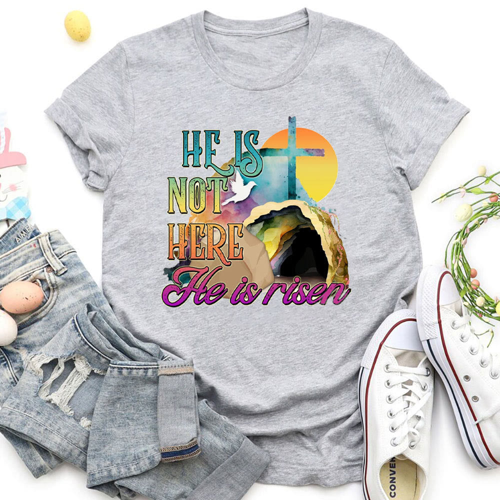 Christianartworkshop He Is Not Here He Is Risen Christian T-Shirt - Light Gray - 2XL - image 7
