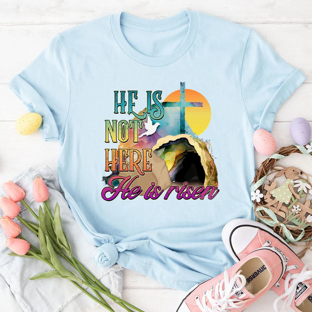 Christianartworkshop He Is Not Here He Is Risen Christian T-Shirt - Blue - 2XL - image 6