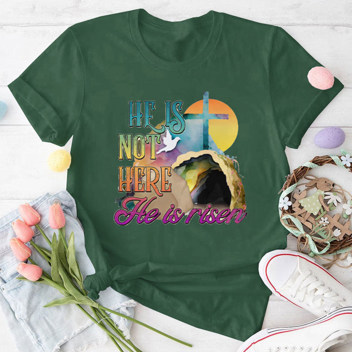 Christianartworkshop He Is Not Here He Is Risen Christian T-Shirt - Army Green - 2XL - image 8