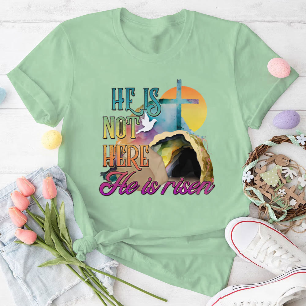 Christianartworkshop He Is Not Here He Is Risen Christian T-Shirt - Grass Green - 2XL - image 10