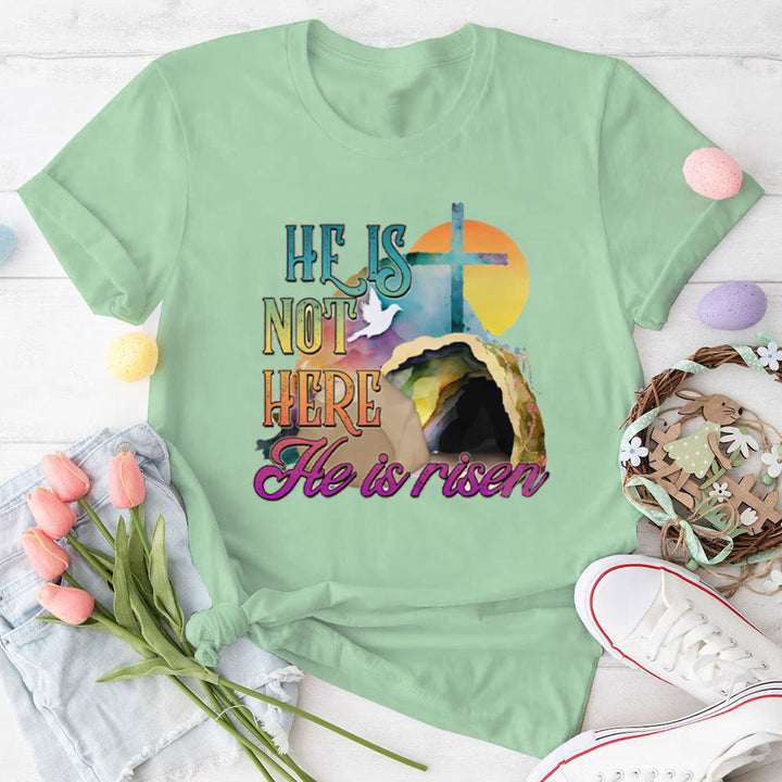 Christianartworkshop He Is Not Here He Is Risen Christian T-Shirt - Grass Green - 2XL - image 10