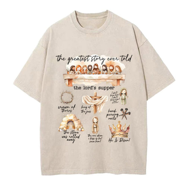 Christianartworkshop Greatest Story Ever Told Christian Washed T-Shirt